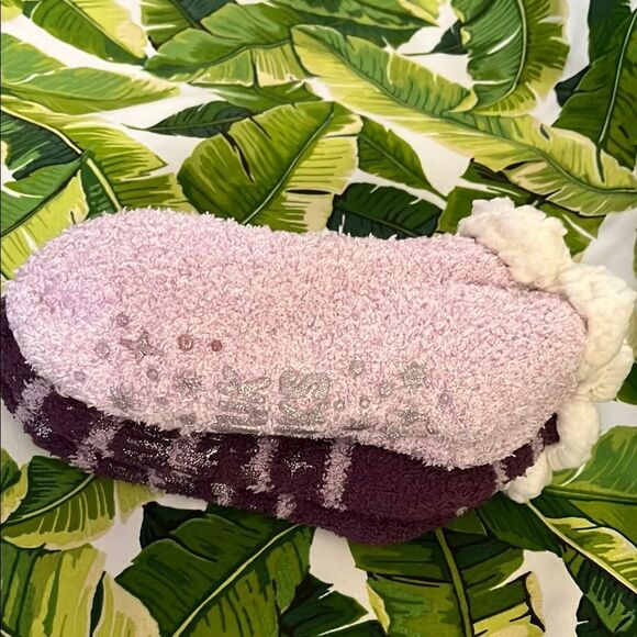 Muk Luks Purple Striped Cozy Socks - Picture 3 of 3